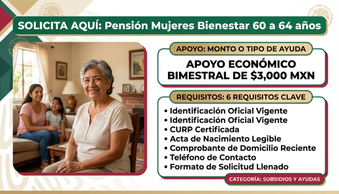 Pensión Mujeres Bienestar 60 a 64 años